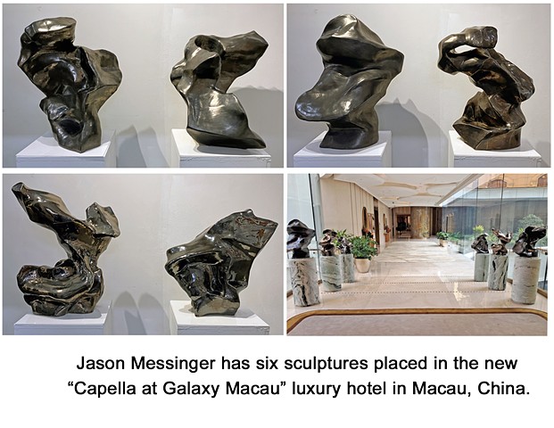 Six Sculptures, lobby Cappella at Galaxy Macau, studio shots of work, andt lobby