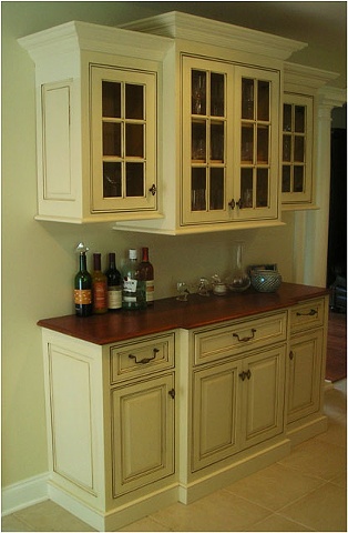Dry Bar in white classical style kitchen.