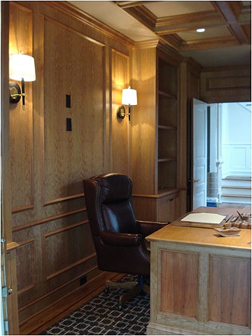 Cherry Paneling and Built-ins and Coffered Ceiling for Library