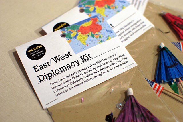 East/West Diplomacy Kit
2012
A composition of flag-toothpick, cocktail umbrella, and confetti