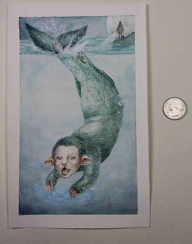 watercolour, gouache, mermaid, children's book