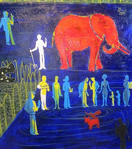 SOLD - Night at the Zoo - detail
