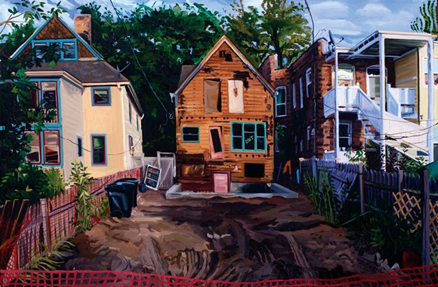 Emily Rapport Chicago cityscapes of buildings and homes in construction transition