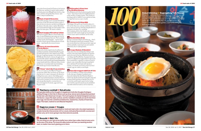 Time Out Chicago annual 100 Best Eats