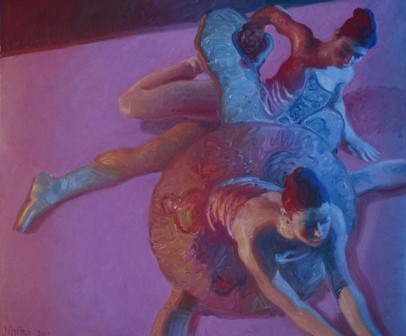 Two Dancers in Blue Light