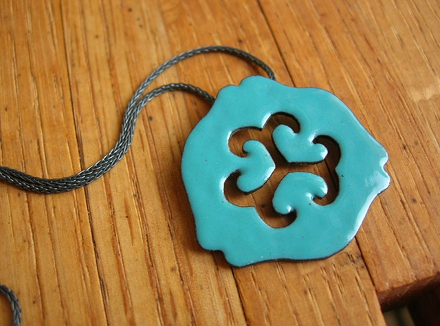 enamel necklace pendant lily