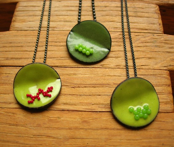 glass enamel necklace insect eggs janice ho