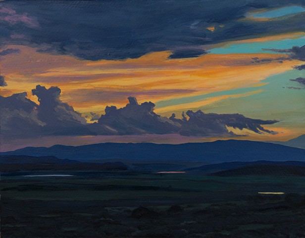 Acrylic landscape of Northern New Mexico Sunset