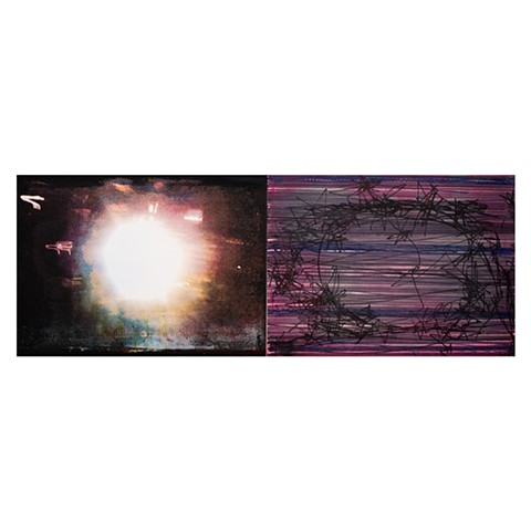 Light Blind (Rittenhouse Hotel) 
acrylic, oil, pigment marker on canvas
diptych 
68" x 25" 