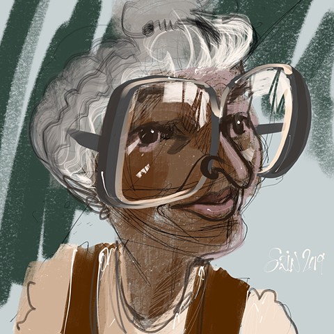 Rosa Parks, digital caricature, 9" x 12"