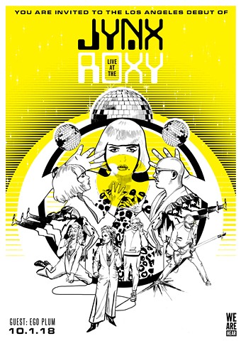 JYNX Live at the Roxy, poster design, illustration by Erin Goedtel, design by Kii Arens