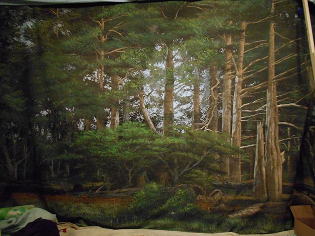 Forest Mural, acrylic on canvas