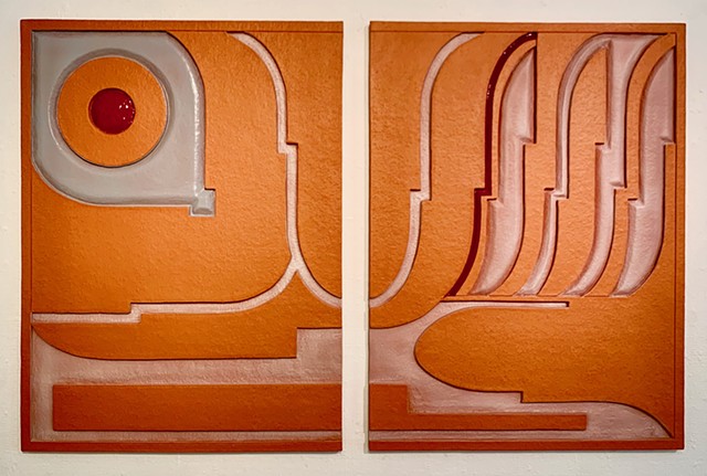 Diptych Red Clay ceramic panels w/terra sigillata 2019