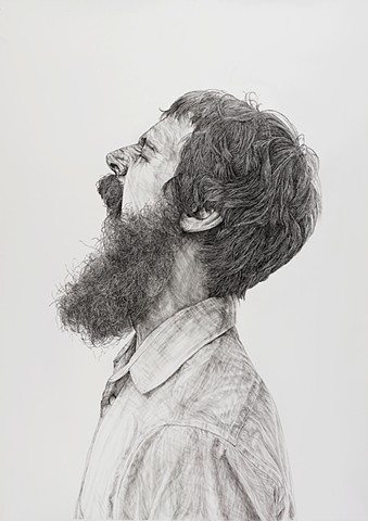 Ink drawing, Sumi ink, Pen and ink, Portrait, Large-scale drawing, Black and white