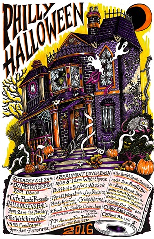 philly halloween, philly halloween art, philadelphia halloween, philadelphia cover shows, leta gray, halloween poster