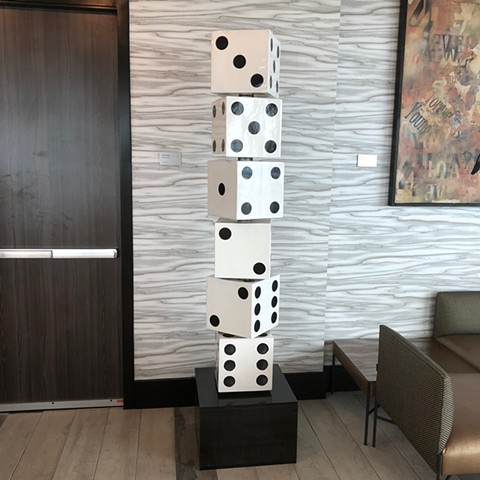 Totem of 5 blocks that look like dice
