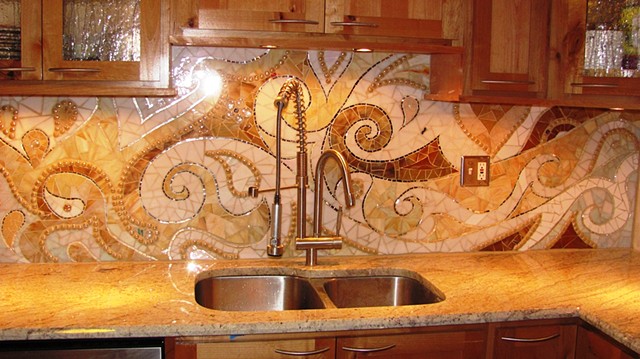 Unique kitchen backsplash mosaic