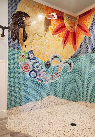 mosaic mermaid shower