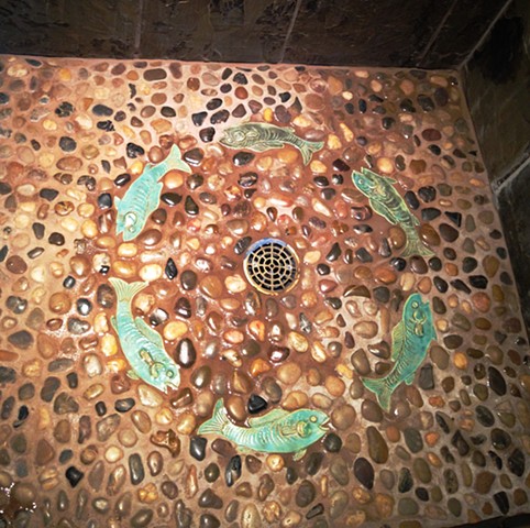 koi fish tiles shower floor