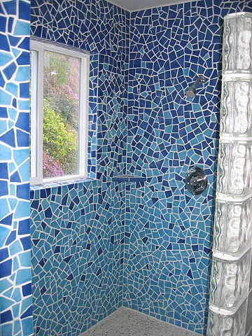 ocean shower mosaic