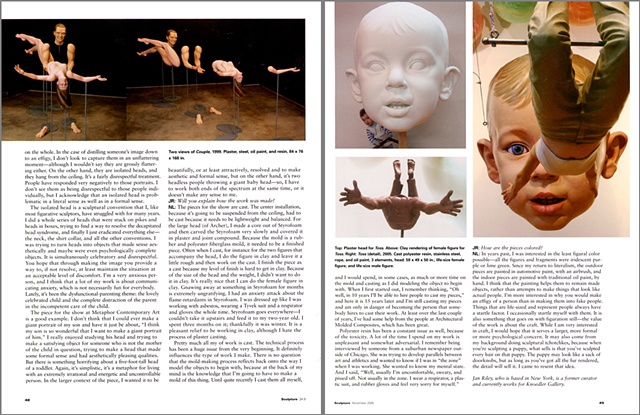 Sculpture Magazine Interview 
By Jan Riley, 
third spread