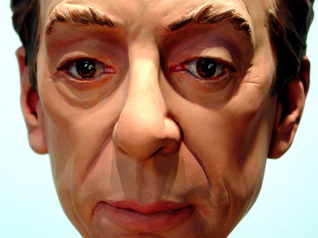 sculpted painted portrait head of artist Francis Cape