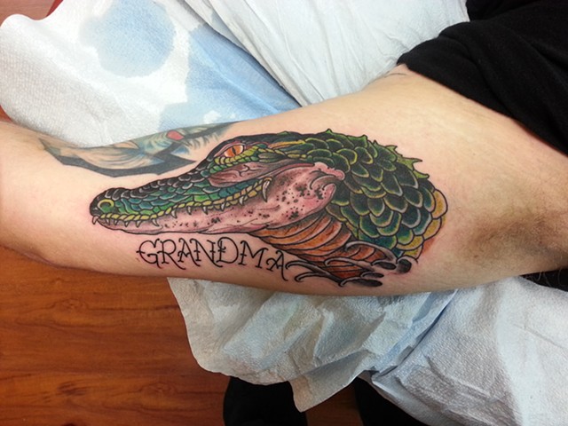 Alligator tattoo rob junod Springfield Missouri tattoo