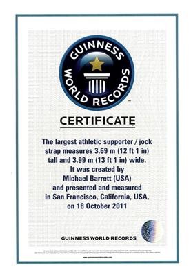 artist michael barrett guinness world record worlds largest jockstrap