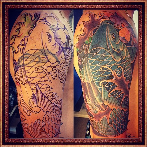 Koi/lotus cover up finished