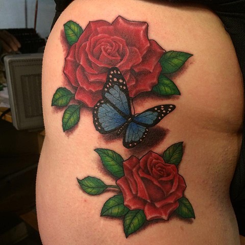 Roses butterfly realistic