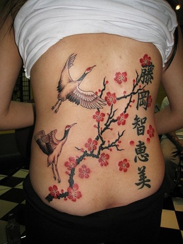 Cranes/cherry blossoms