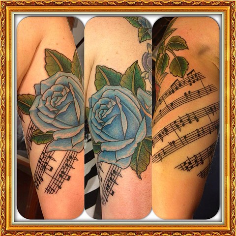 Blue rose/music notes
