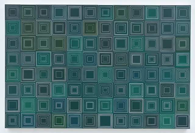deform, square, squares, collaged painting, chalk board color, repetition, unmeasured, geometric, not the same, acrylic