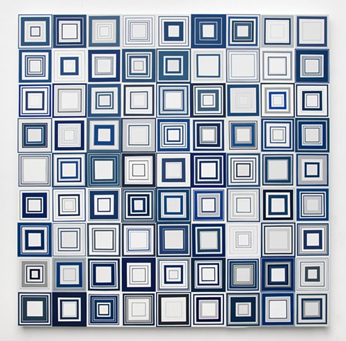 square, squares, repetition, shape, minimal, abstract, geometric, collaged painting
