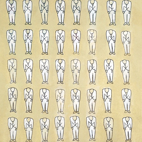figure, repetition, ink drawing, minimal, variation, ink wash, pencil, graphite, bowing man 