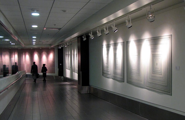 Installation view at Los Angeles International Airport, Terminal 1, southwest, tape