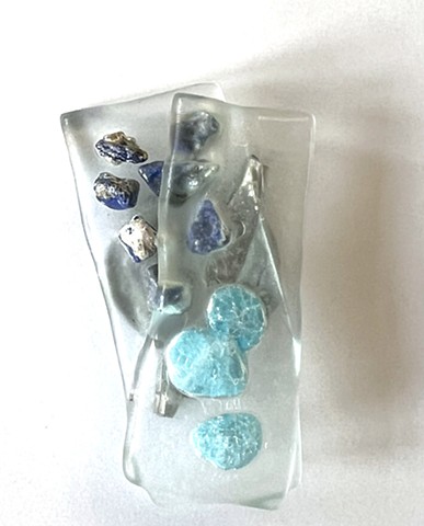 Layered Blue Stone Brooch
