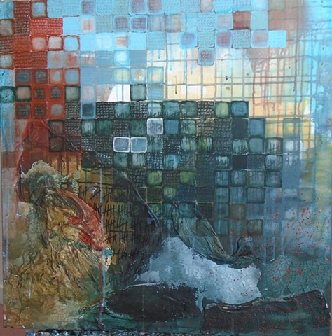 Aegaen, acrylic and mixed media on canvas, 30 x 30 in.