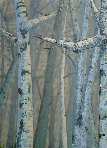 birch trees, painting