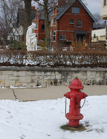 Hydrant and statue