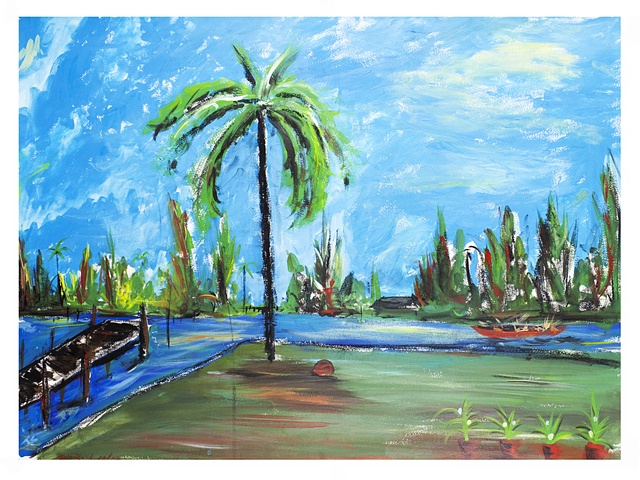 Abstract Landscape of Loxahatchee River on paper