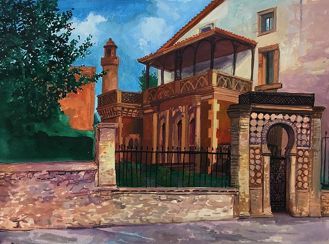 "House along the Calle del Marques de Comillas, Comillas (Cantabria), Spain". painted en plein air, 2019