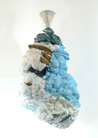 abstract three-dimensional sculpture in acrylic and latex paint, ceramic and foam