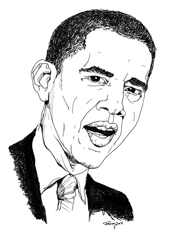 Barack Obama, drawing, editorial, portrait