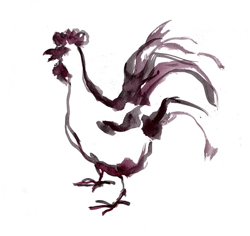 Rooster, ink drawing