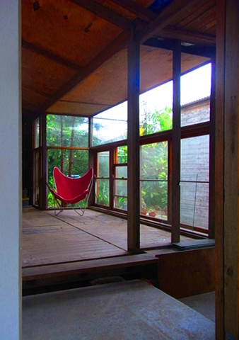 Sunroom and Red chair - during construction