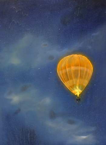 Hot Air Balloon flying at night