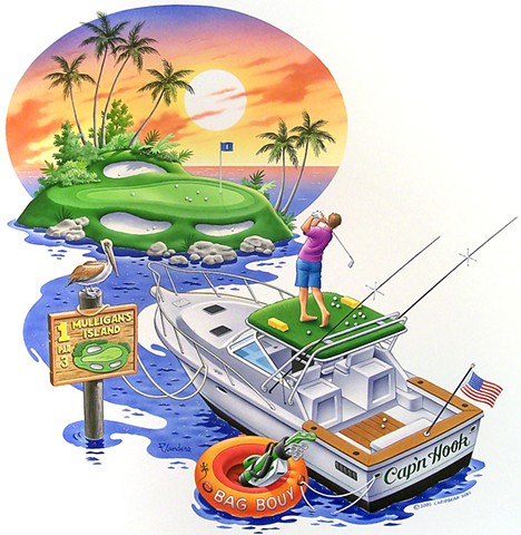 Caribbean Soul Tee shirt artwork art for golfing and boating fans