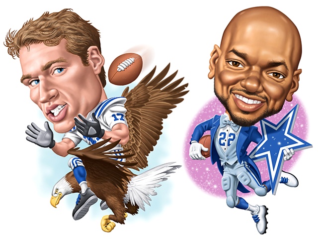 Digital Caricatures of Austin Collie and Emmitt Smith 
