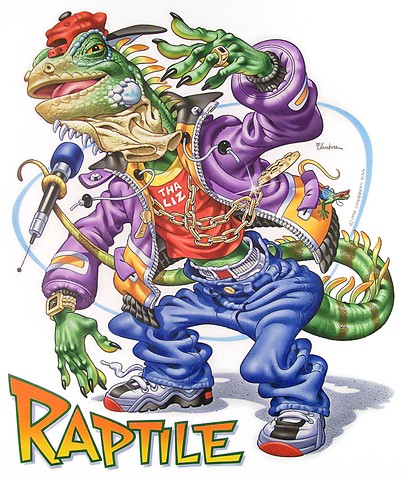 Caribbean Soul Tee shirt artwork of rapping reptile